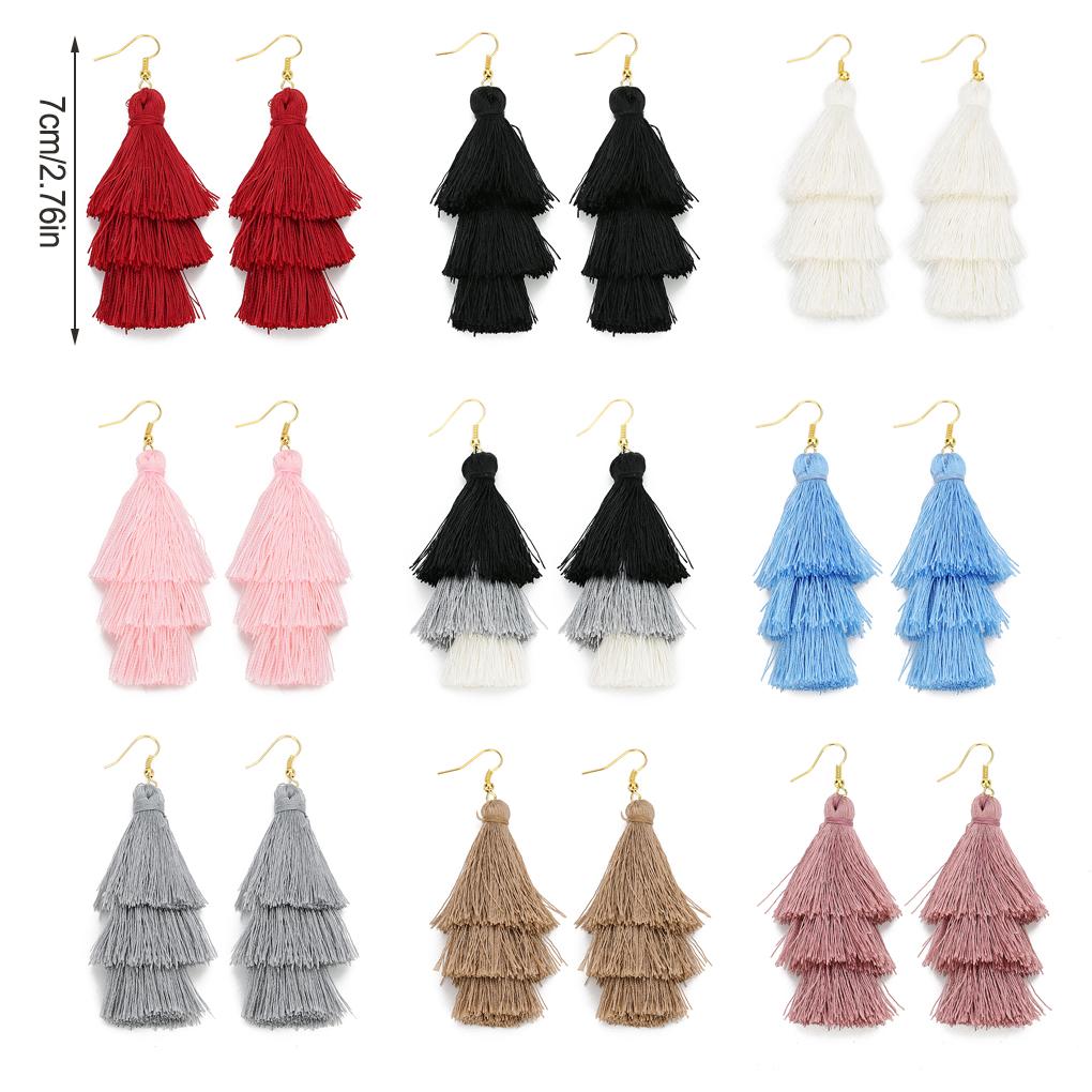 1 Pair Earring Style Jewelry Tassel Christmas Tree Bohemian Ear Earrings Dangle Exaggerated Accessories Women Vintage