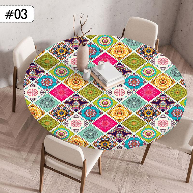 60/90/120Cm Round Table Cover Nordic Waterproof Oil-Proof Tablecloth Elastic Kitchen Dining Wedding Party Table Cover Home Decor