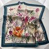 Fresh Elegant Print Brand Scarves Soft Satin Square Scarves Neckerchief Women Shawls Hijab Scarf Bandana 70X70CM