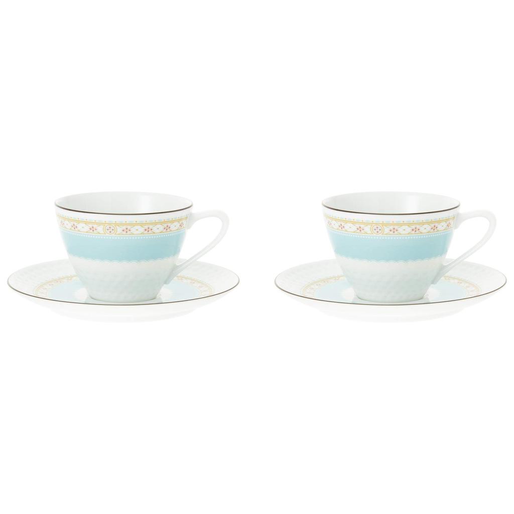 Noritake Humming Blue Cup & Saucer Set (Pair) (For Coffee and Tea) 125cc, Blue Fine Porcelain, P5389L/1645