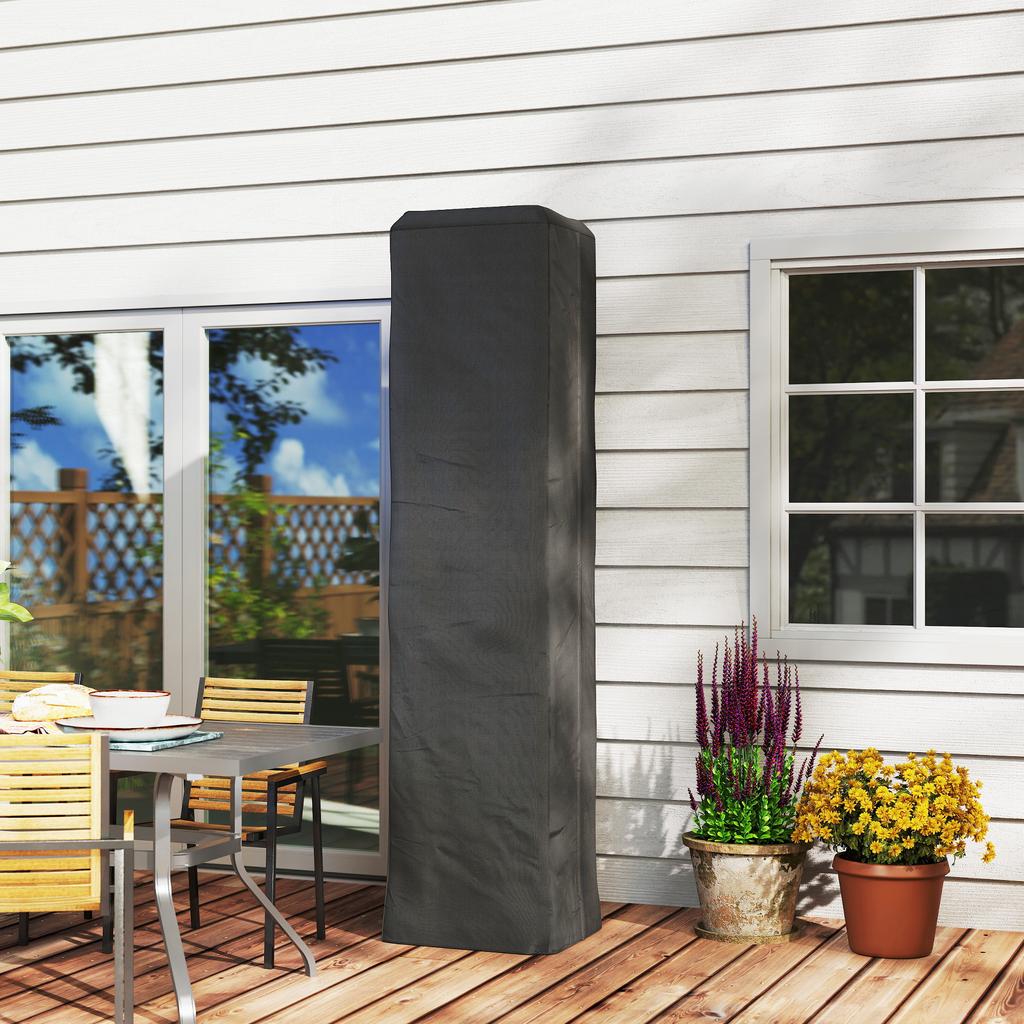Heavy Duty Gas Pyramid Patio Heater Cover, Full Length Outdoor Heater Cover Protector, UPF 30+ Oxford Fabric with Zipper, Black