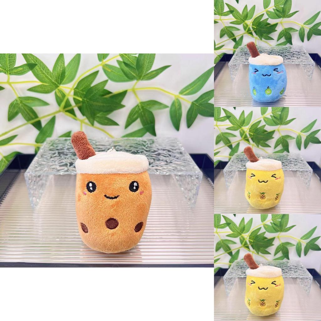 Cute Fruit Bubble Tea Cup Plush Keychain Adorable Cartoon Plush Toy For Kids