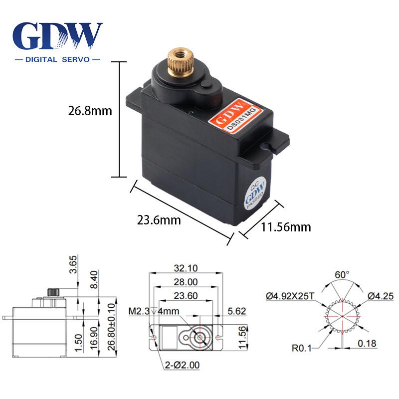 

GDW DS041MG DS031 Metal Gear 9g 12g Mini Digital Servo for Robot Cars, Model Aircraft, and Boats