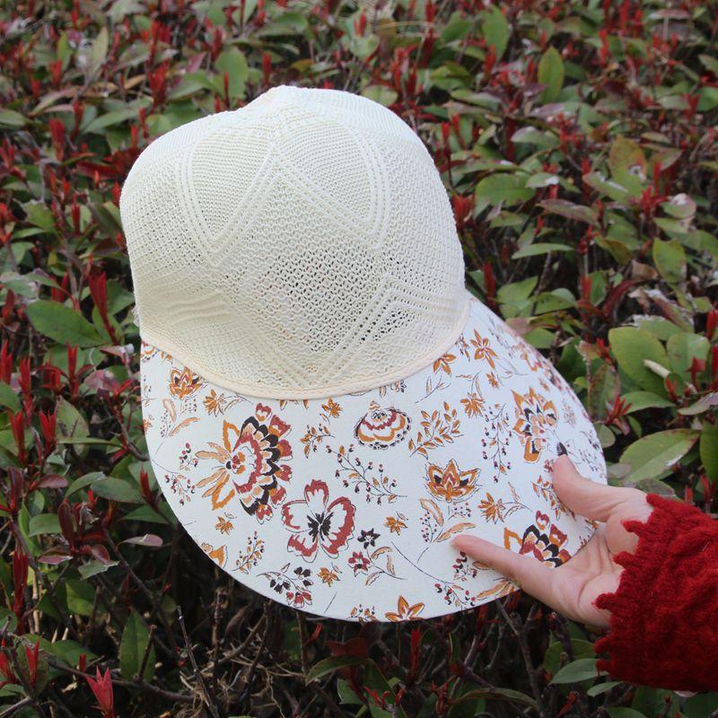 Hat Women's Summer Sun Protection Visor Lafite Straw Hat Fashion Middle-aged and Elderly Mother Sun Hat Big Brim Bucket Hat