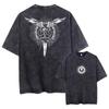 Harajuku Retro Washed T-shirt Anime Graphic Printed T-shirt Oversized Fashionable Streetwear Unisex T-shirt