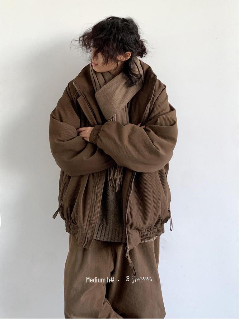 Unisex americká retro péřová bunda s vertikálními pruhy - Zesílený bavlněný kabát svrchní oděv, Ležérní všestranný design