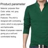 Men T-shirt Solid Color Long Sleeve V Neck Slim Pullover Top for Spring