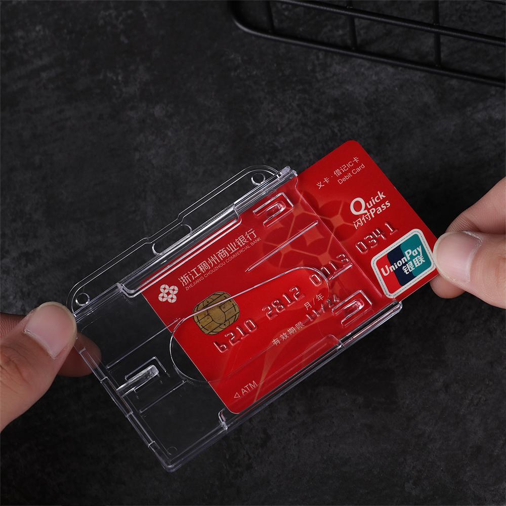 1/3Pcs Thumb Card Case Transparent Plastic ID Tag Name Badge Holder Nurse Staff Work Card Cover Protector Bus Pass Card Sleeve