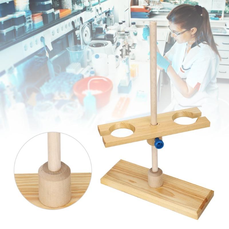 2 Hole Funnel Stand Laboratory Accessory Adjustable Height Wooden Funnel Rack