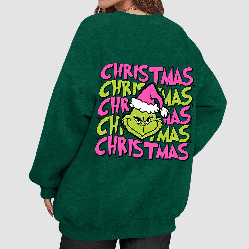 Women's Casual Fashion Long Sleeve Christmas Printed Round Neck Sweatshirt Top