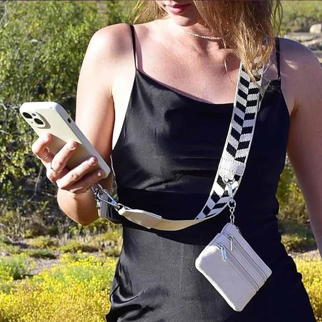 Phone Lanyard with Small Pouch and Tether Tab Nylon Adjustable Crossbody Shoulder Strap,Length: 148cm