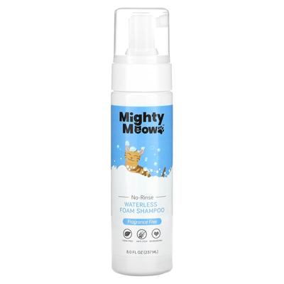Mighty Meow, Szampon w piance bez spłukiwania, Koty, Bez zapachu, 237 ml (8 uncji płynu)