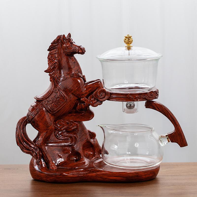 Creative Horse Teapot Full Automatic Glass Teapot Infuser Magnetic Water Diversion Heat-resistant Kungfu Tea Drinking Tea Set