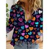 Spring and Autumn 3D Digital Print Women's Fashionable Collared Long Sleeve Casual Shirt