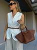 Demellier Wing Large Genuine Leather Tote Handbag