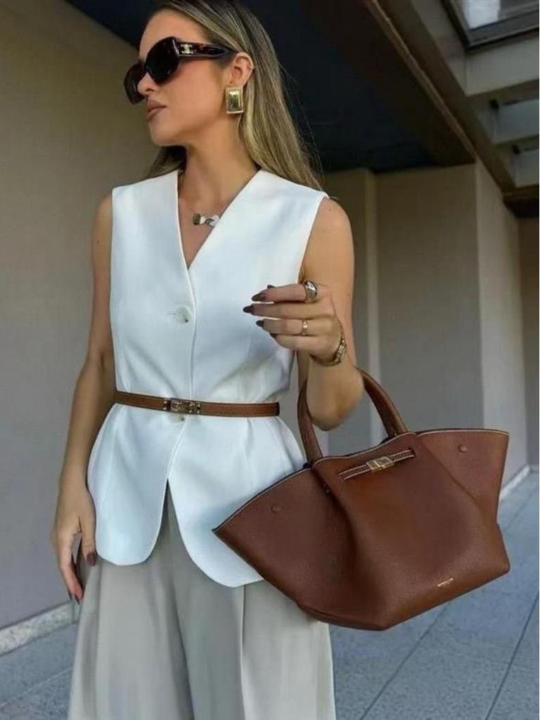 Demellier Wing Large Genuine Leather Tote Handbag