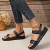 Damenschuhe  Neue Schnallenriemen für Damen-Sandalen Modische Peeptoe-Freizeitsandalen Neue runde Zehenpartie Flache Sandalen
