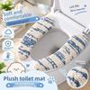 Adhesive-type Household Toilet Seat Cover for Autumn and Winter. Thick Striped Toilet Seat Pad for Easy Cleaning.