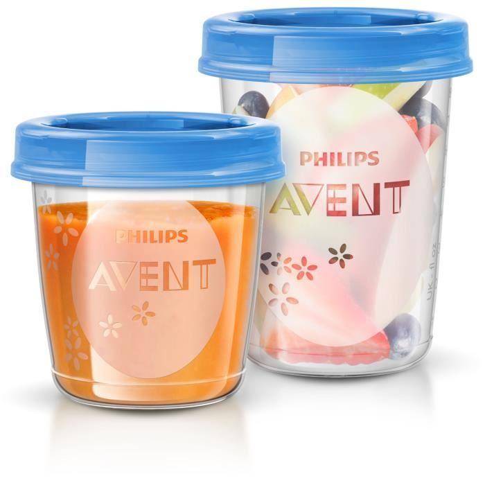 Storage Jar Set - PHILIPS AVENT - Purees - 10x180ml + 10x240ml + 20 Lids + Weaning Spoon + Recipes
