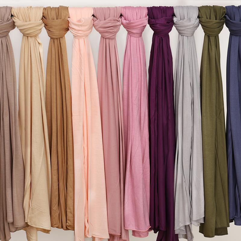 170X60Cm Modal Cotton Jersey Hijab Scarf Ramadan Long Muslim Shawl Plain Soft Turban Wraps For Women Africa Headband