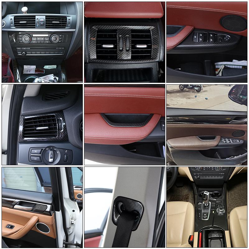 For BMW X3 X4 F25 F26 2011-17 ABS Carbon Fiber Interior Center Control Panel Air Conditioner Air Vent Frame Trim Car Accessories