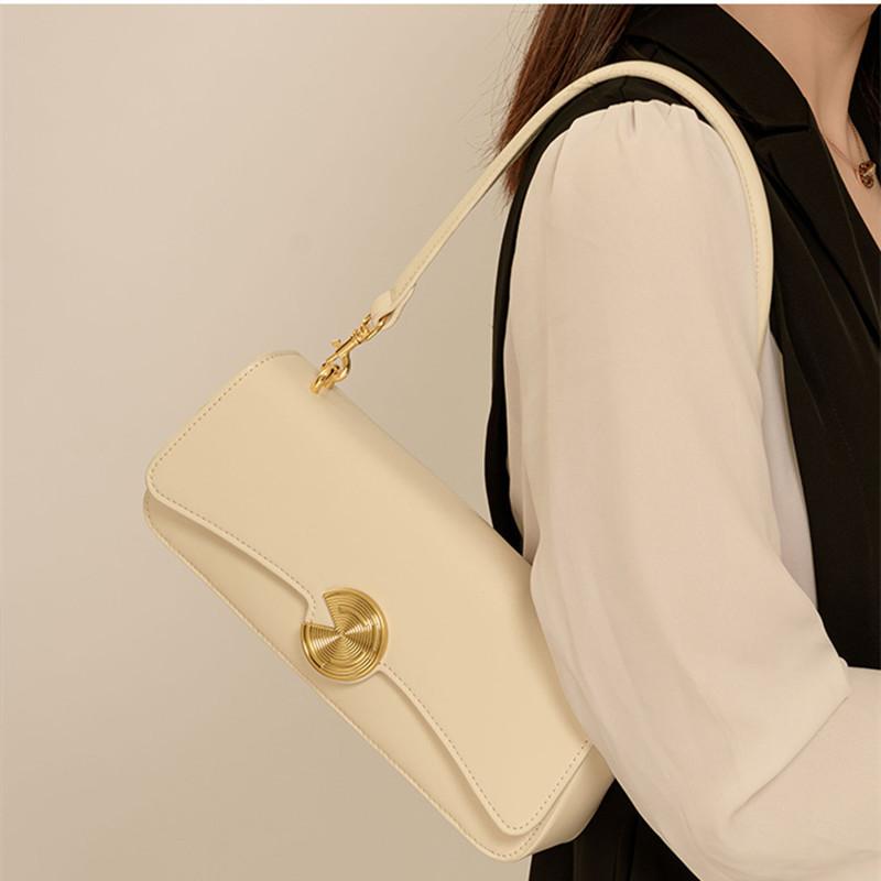 Women Genuine Leather Shoulder Bags Female Fashion Handbag Totes Small Underarm Bag Casual Daybag Mini Purse Armpit Bag