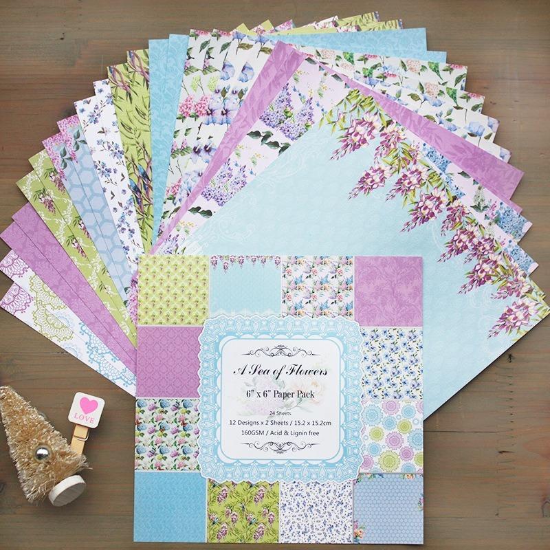 24 Sheets Rose Craft Paper Pads Cutting Dies Art Background Origami Scrapbooking Card Making