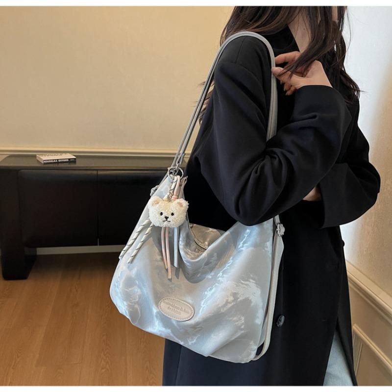Large Capacity Pleated Soft Large Bag Commuter Bag New Versatile Tote Bag Shoulder Messenger Backpack