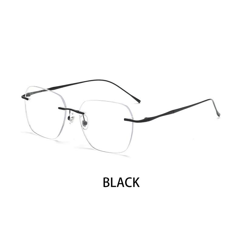 

KANDREA Ultra-light Titanium Rimless Myopia Frames Unisex Simple Square Read Frames Glasses Prescription Glasses 623 0 чорний