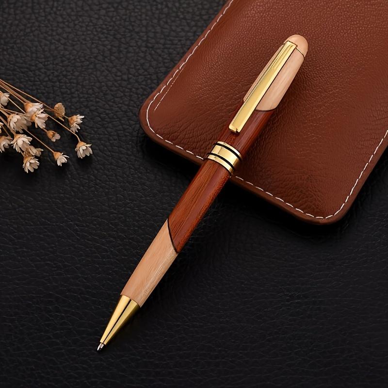 

1pc Wooden Round Ballpoint Pen Splicing Wood Red and White Business Office Learning Supplies Writing Pen
