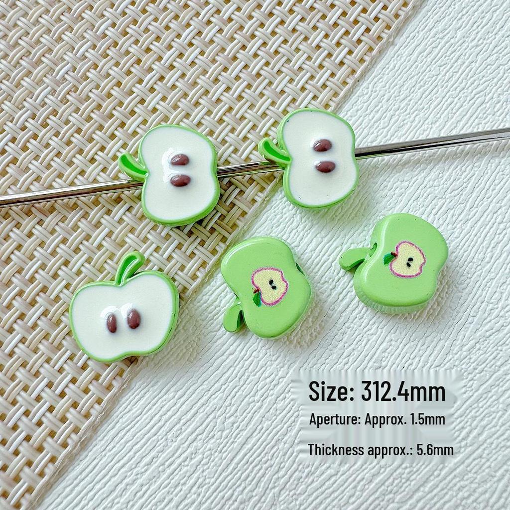 Apple Alloy Painted Beaded Loose Beads DIY Accessories for Handmade Bracelets & Necklaces