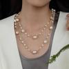 Handwoven Baroque Natural Freshwater Pearl Necklace Women's Autumn and Winter Light Luxury Niche High-end Long Sweater Chain