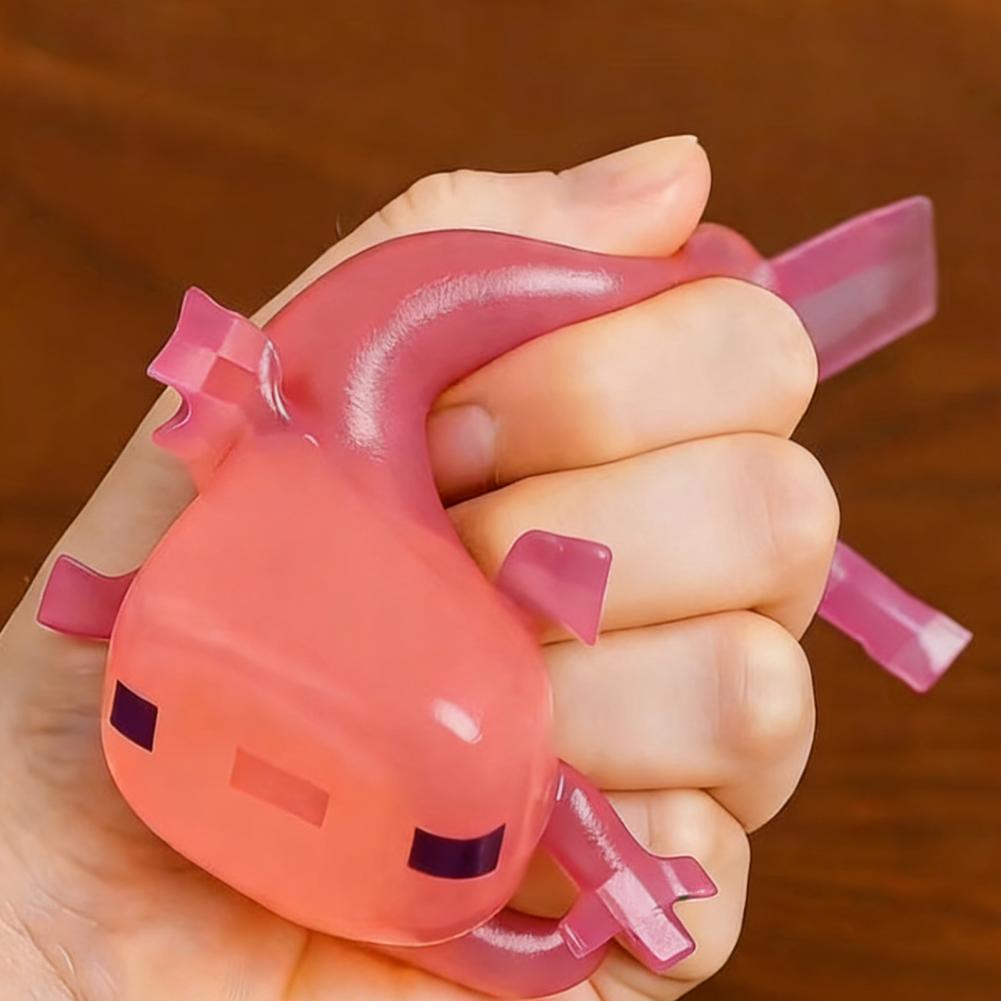 Translucent Axolotl Squeeze Toy Cute Axolotl Squeeze Toy Pink Pixel Style Stress Relief Fidget Toy Soft Gift For Kids Adults