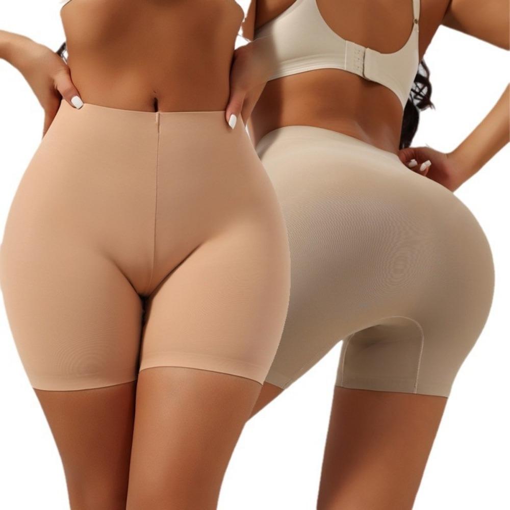 Cross-border Mid-waist Flat-angle Seamless Body Sculpting Four-corner Safety Pants, Abdomen Closure, European and American Waist Lift, Postpartum Body