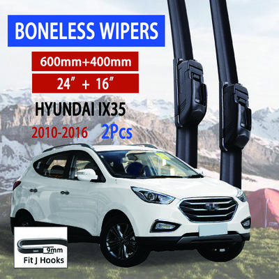 Per Hyundai ix35 2010-2016 Tergicristallo per Auto Tipo U Gomma Morbida Senza Telaio Senza Supporto Tergicristalli Auto 24"+16"