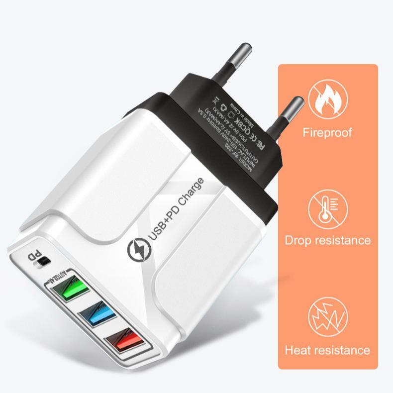 PD33W QC3.0 GaN Multi-Port Fast Charger, 9V/12V European Standard