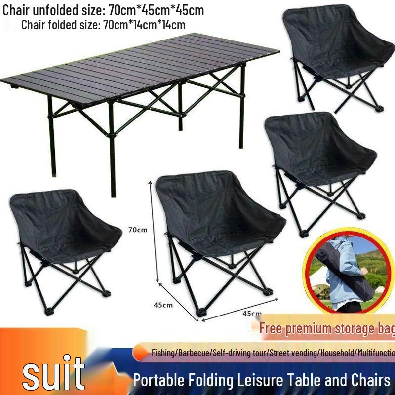Portable Outdoor Folding Chair & Table Set with Backrest for Camping & Home Use