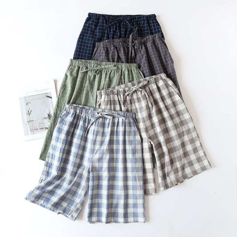 Herren-Pyjamahose, Lounge-Schlafshorts, weich, bequem, atmungsaktiv, Pyjama-Shorts mit Taschen, lockere Kordelzug-Home-Shorts in Übergröße für Männer