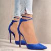 Elegant Women Fashion Suede High Heeled Sandals With Pointed Toe And Bandage Design