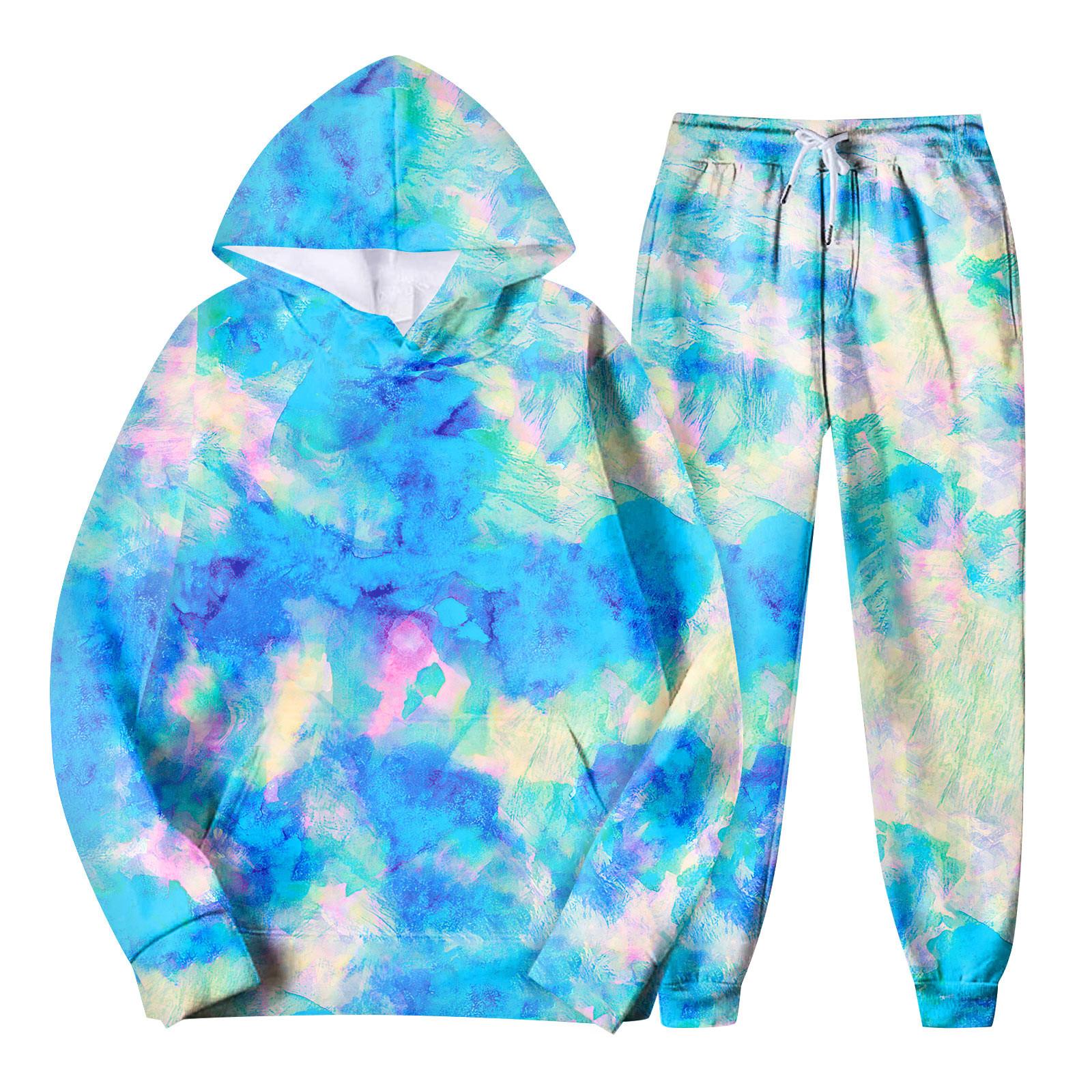 

Мужской спортивный костюм с капюшоном, унисекс, двухсекционная одежда для бега, пуловер с длинными рукавами, толстовки с капюшоном + комплект спортивных штанов S синий