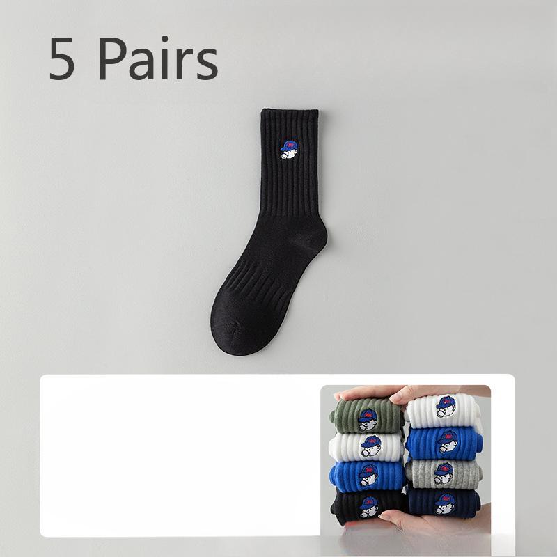 5 Pairs of Boys Summer Pure Cotton Anti Odor 7a Anti Bacterial Sports Tube Socks