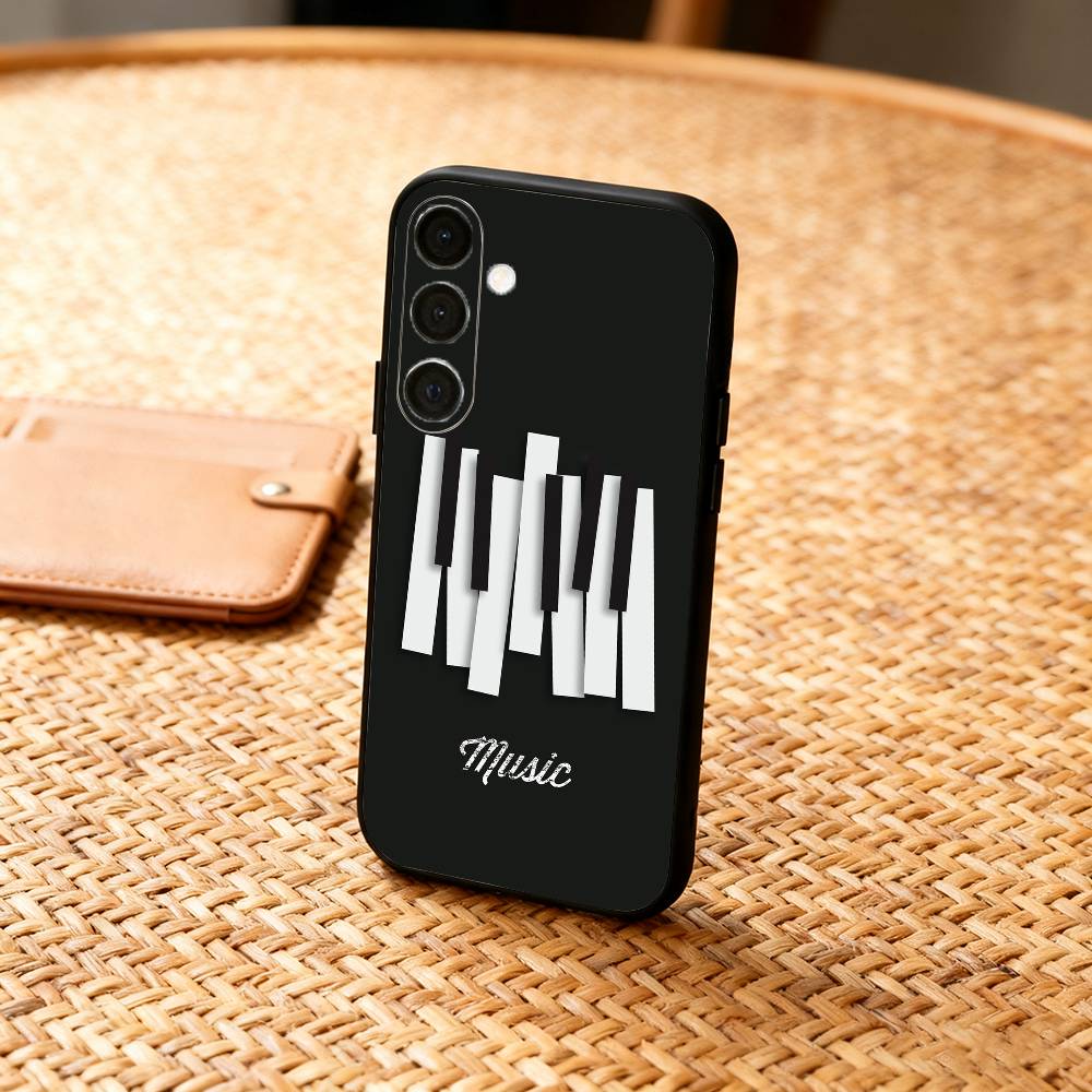 P-Piano Vibe Phone Case For Samsung  A73,72,71,A52,51,40,41,A22,A32,31,A13, Soft Black Shell