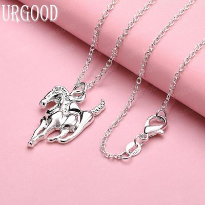925 Sterling Silver Fashion Jewelry Horse Pendant Necklace Wedding Gift