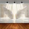 1 Elegant Angel Wing Wall Art Piece - High-quality Polyester Fiber, White and Gold Accents, Perfect for Christmas Decoration