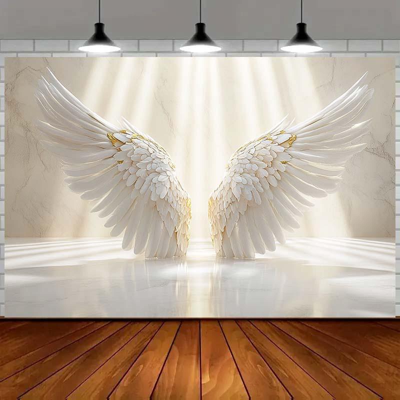 1 Elegant Angel Wing Wall Art Piece - High-quality Polyester Fiber, White and Gold Accents, Perfect for Christmas Decoration