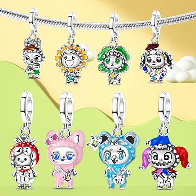 Copper Charms Beads Pendant Bear Fox Lucky Sunflower Doll Charm Fit Original Bracelet Charms Women Diy Jewelry Gift