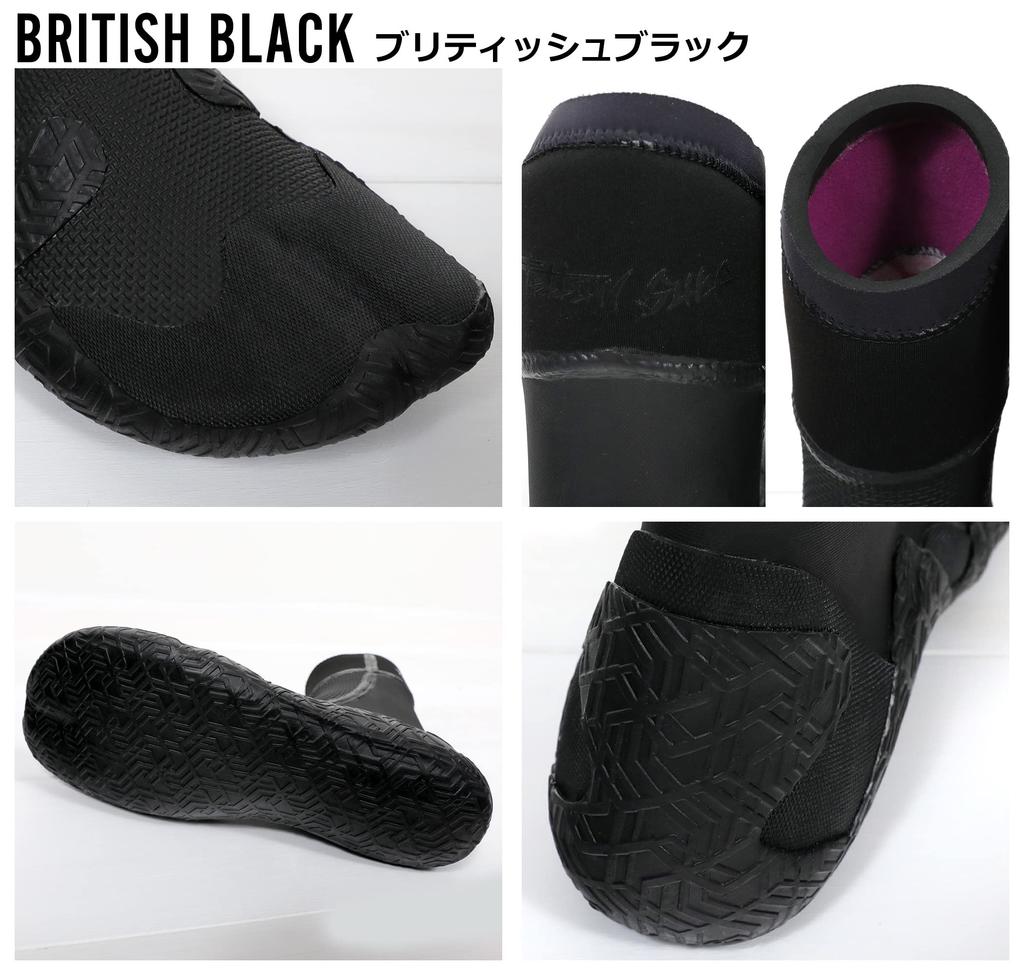 FELLOW 5mm Thermal Fleece-Lined Surf Boots for Men and Women, Winter Surfing Boots, Japanese Standard, SUP Semi-Dry Wetsuit, British Black, Size 23cm