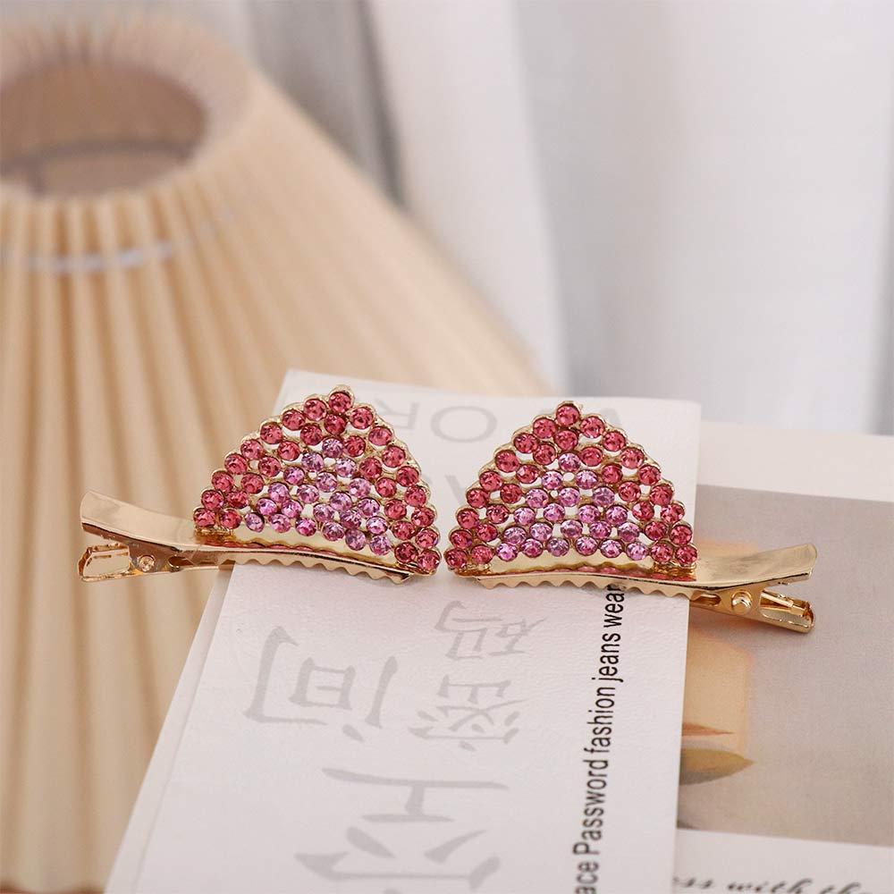 Lovely Cute Shiny Woman Cat Ears Hair Clips Crystal Barrettes Duckbill Clip Hair Accessories