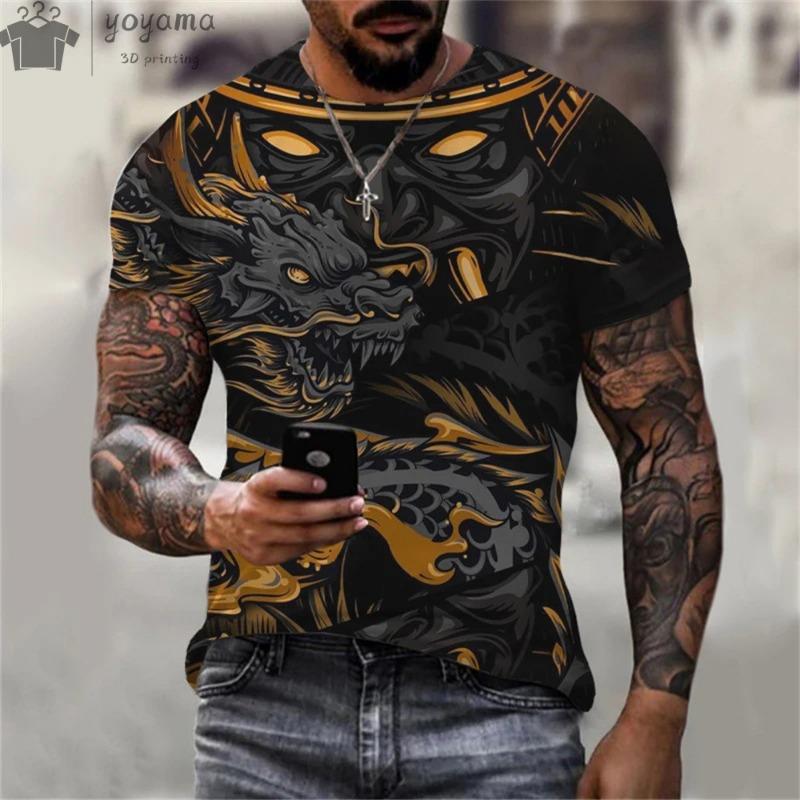 Men s Dragon T-Shirt Fashion 3d Printed T Shirt Animal Pattern Short Sleeved XXS