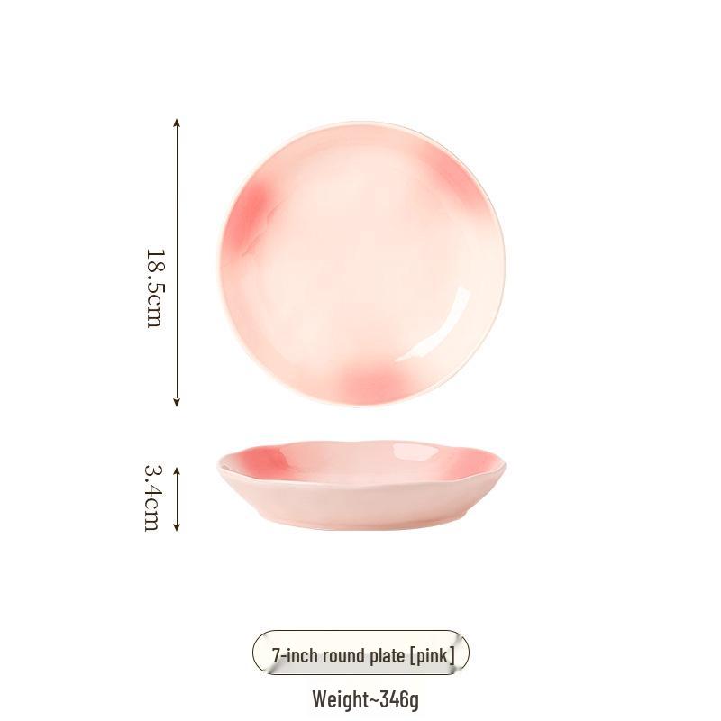 2025 Stylish Pink Ceramic Tableware Set: Elegant Plates and Deep Fruit Bowls